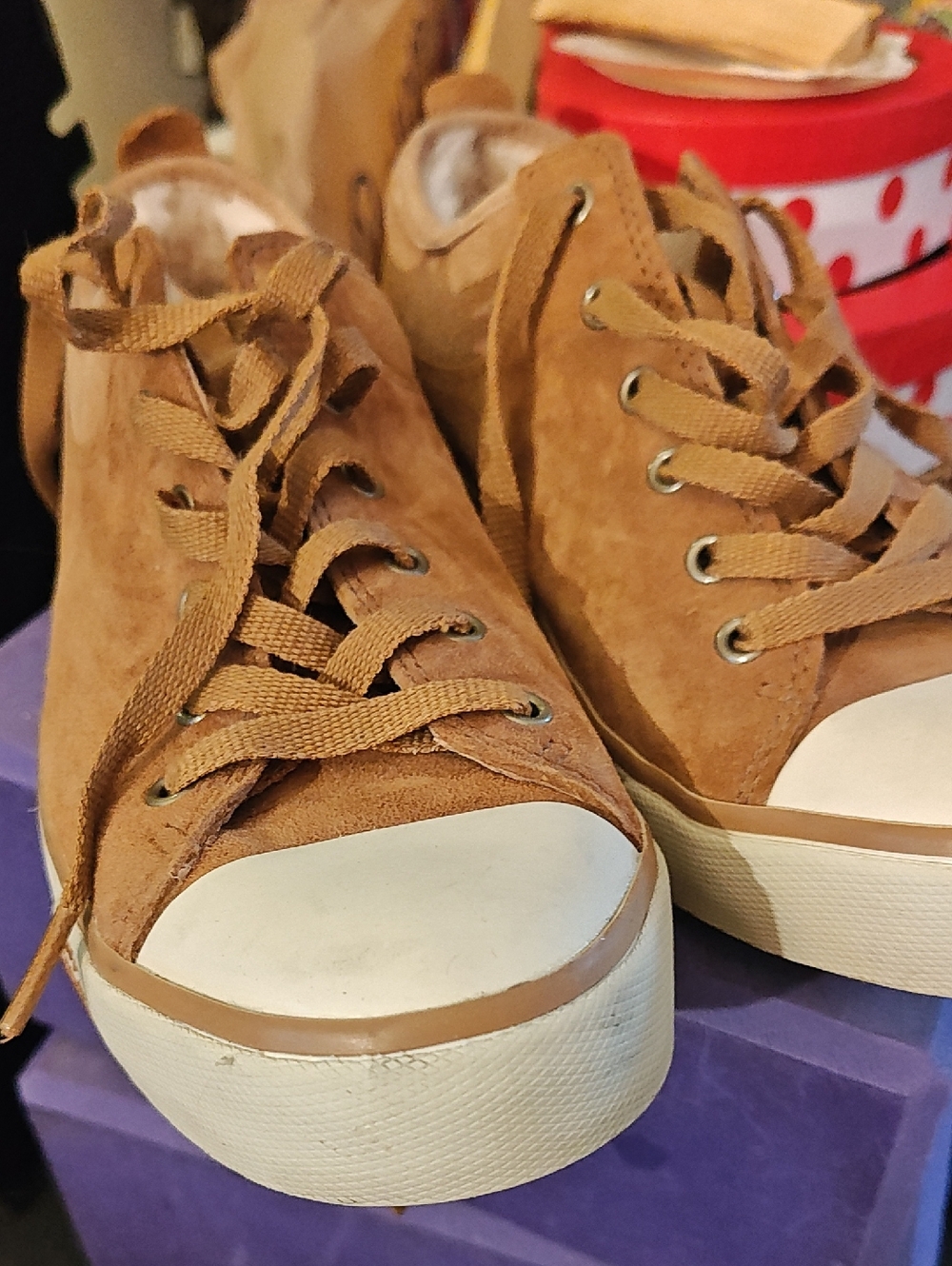 UGG Women’s Tan Suede Lace-Up Low-Top Sneakers